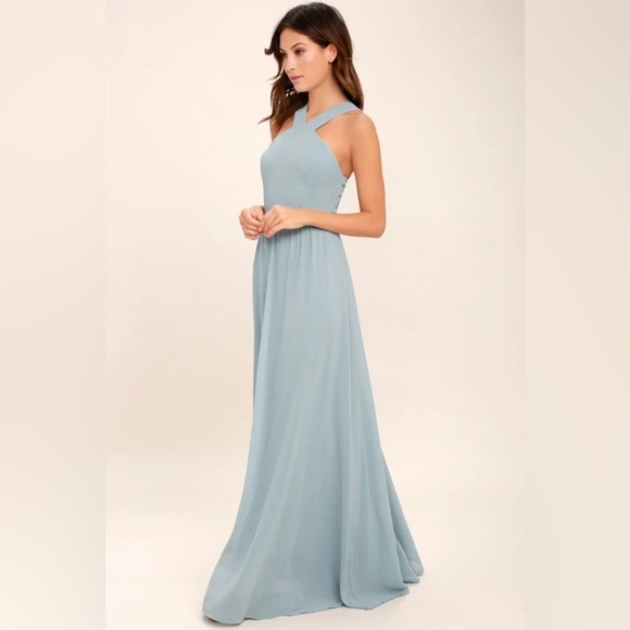 NEW Lulus Air of Romance Light Blue Lined Flowy Drapey Maxi Dress, XL - Picture 2 of 8